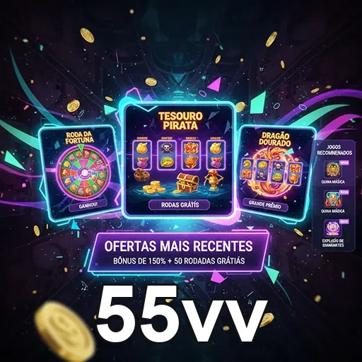 Imagem do site 55vv com design moderno, destacando a marca 55vv na página inicial.
